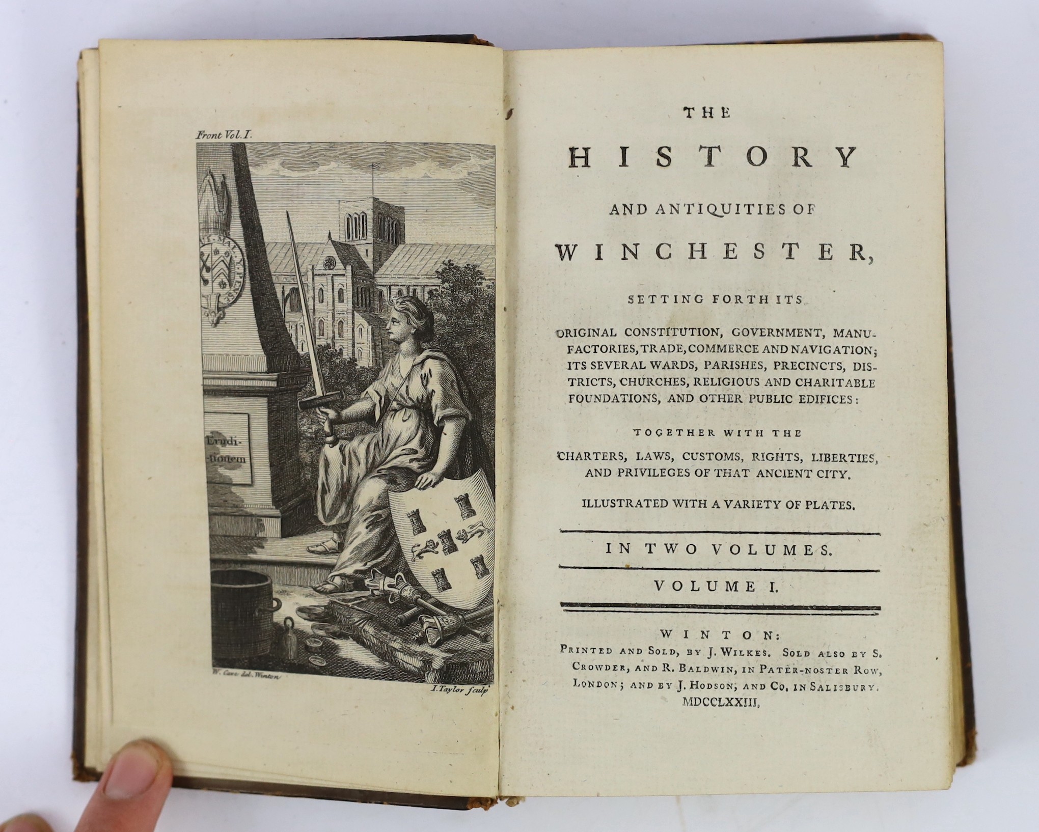 HANTS: Ball, Charles - An Historical Account of Winchester, with Descriptive Walks. pictorial engraved title, frontis. and 10 text engravings (some with miniature plans beneath)